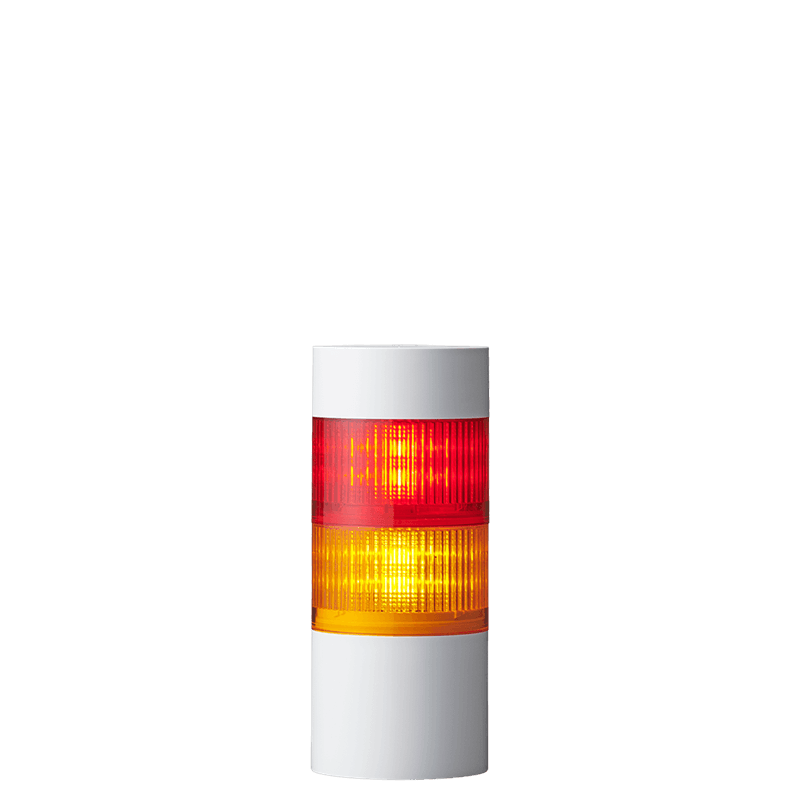 Patlite LR10-2M2WJBW-RY AC Type 2-tier Red Amber LED, 100mm Washdown Safe Signal Tower with Buzzer for Direct Mount with Cable Patlite LR10-2M2WJBW-RY AC Type 2-tier Red Amber LED, 100mm Washdown Safe Signal Tower with Buzzer for Direct Mount with Cable
