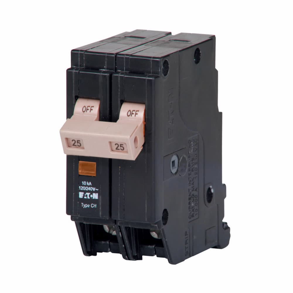 Eaton CHF225ST CHF225ST Eaton - Eaton CH thermal magnetic circuit breaker,Type CHF plug-on circuit breaker,25 A,10 kAIC,Two-pole,120/240V,CHF,Trip flag, common breaker trip,(1) #14-8 AWG, (2) #14-10 AWG Cu/Al,CHF,Type CH Loadcenters,Shunt trip included Eaton CHF225ST CHF225ST Eaton - Eaton CH thermal magnetic circuit breaker,Type CHF plug-on circuit breaker,25 A,10 kAIC,Two-pole,120/240V,CHF,Trip flag, common breaker trip,(1) #14-8 AWG, (2) #14-10 AWG Cu/Al,CHF,Type CH Loadcenters,Shunt trip included