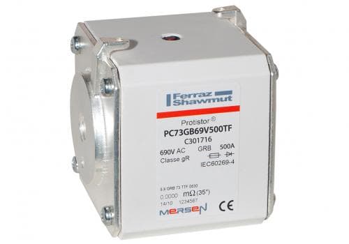 Mersen C301716 C301716 Mersen - Square Body High-Speed Fuse Protistor® Size 73 gR 690VAC IEC 500A With Striker Flush ends metric threads Mersen C301716 C301716 Mersen - Square Body High-Speed Fuse Protistor® Size 73 gR 690VAC IEC 500A With Striker Flush ends metric threads
