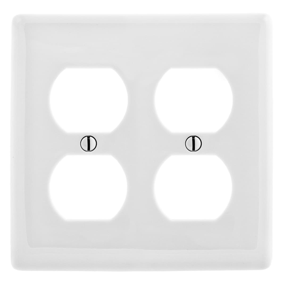 Hubbell NP82W Wallplates and Box Covers, Wallplate, Nylon, 2-Gang, 2) Duplex, White  ; Reinforcement ribs for extra strength ; Captive screw feature holds mounting screw in place ; High-impact, self-extinguishing nylon material ; Standard Size is 1/8" larger to give yo Hubbell NP82W Wallplates and Box Covers, Wallplate, Nylon, 2-Gang, 2) Duplex, White  ; Reinforcement ribs for extra strength ; Captive screw feature holds mounting screw in place ; High-impact, self-extinguishing nylon material ; Standard Size is 1/8" larger to give yo