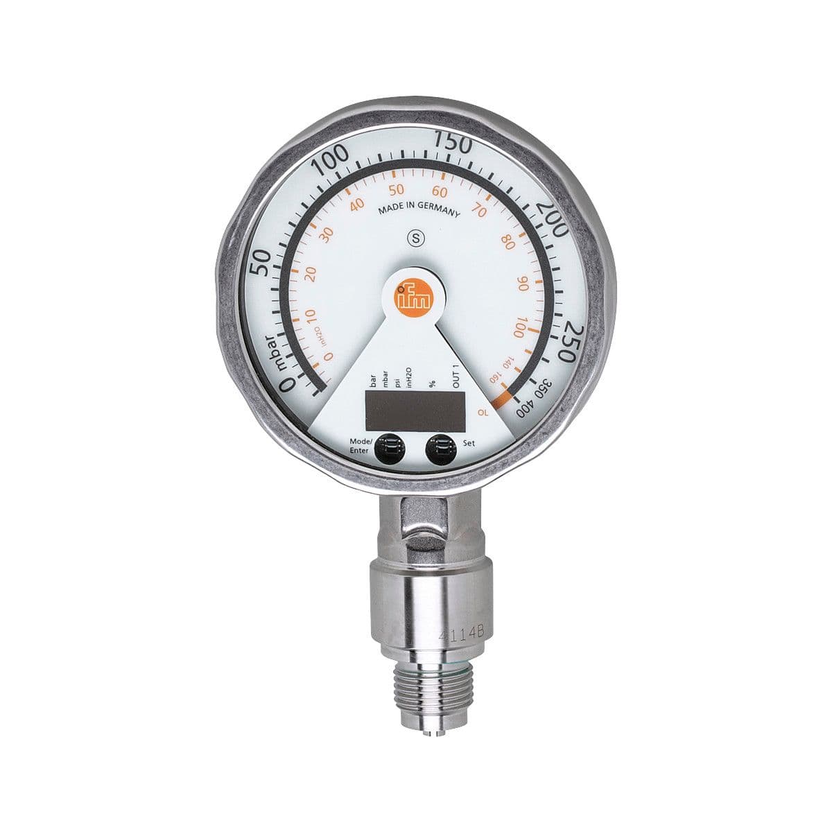 ifm Electronic PG2458 Pressure sensor with analog display, analog display, pressure switch and transmitter in one unit, Output signal: switching signal; analog signal; (configurable), Measuring range: -0.0125...0.25 bar -12.5...250 mbar -5...100.4 inH2O, Process connection: th ifm Electronic PG2458 Pressure sensor with analog display, analog display, pressure switch and transmitter in one unit, Output signal: switching signal; analog signal; (configurable), Measuring range: -0.0125...0.25 bar -12.5...250 mbar -5...100.4 inH2O, Process connection: th