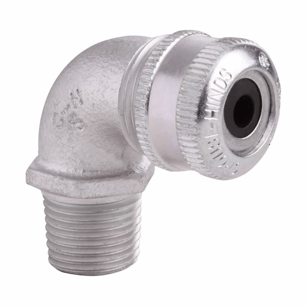 Eaton CGE293 Eaton Crouse-Hinds series CGE cable gland, Cable range min/max: 0.250-0.375", Non-armoured and tray cable, 90° angle, Non-armoured gland, Feraloy iron alloy, General purpose, 3/4" NPT Eaton CGE293 Eaton Crouse-Hinds series CGE cable gland, Cable range min/max: 0.250-0.375", Non-armoured and tray cable, 90° angle, Non-armoured gland, Feraloy iron alloy, General purpose, 3/4" NPT