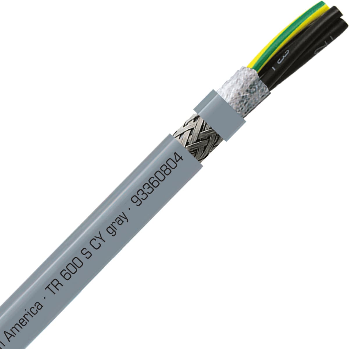 SAB 93360804 TR 600 S CY - 8 AWG/4c, shielded oil resistant flexible exposed run tray cable, UL, CSA, CE, RoHS SAB 93360804 TR 600 S CY - 8 AWG/4c, shielded oil resistant flexible exposed run tray cable, UL, CSA, CE, RoHS