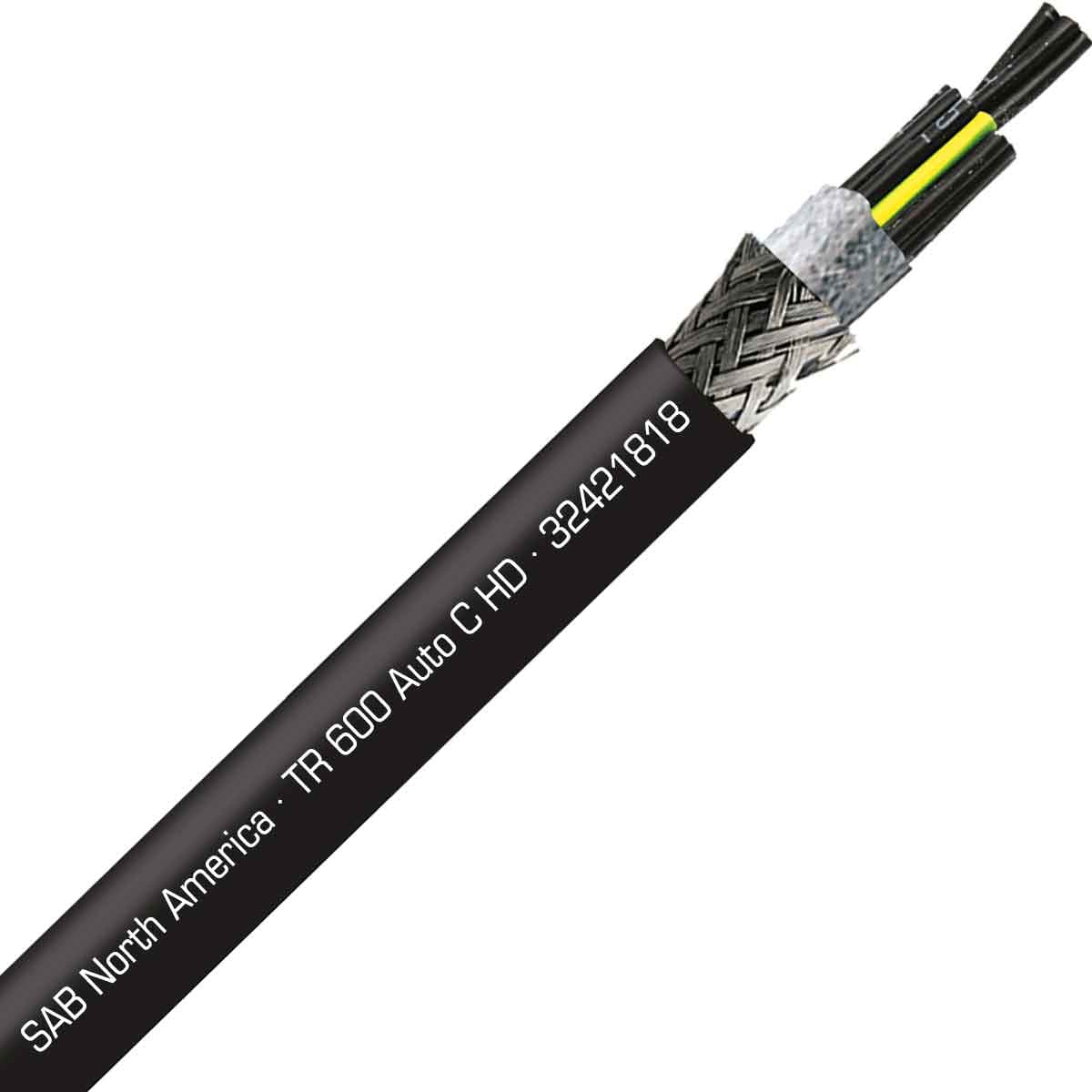 SAB 32421818 TR 600 Auto C HD - 18 AWG/18c, shielded continuous flex exposed run TPE tray cable, UL, CSA, CE, RoHS SAB 32421818 TR 600 Auto C HD - 18 AWG/18c, shielded continuous flex exposed run TPE tray cable, UL, CSA, CE, RoHS