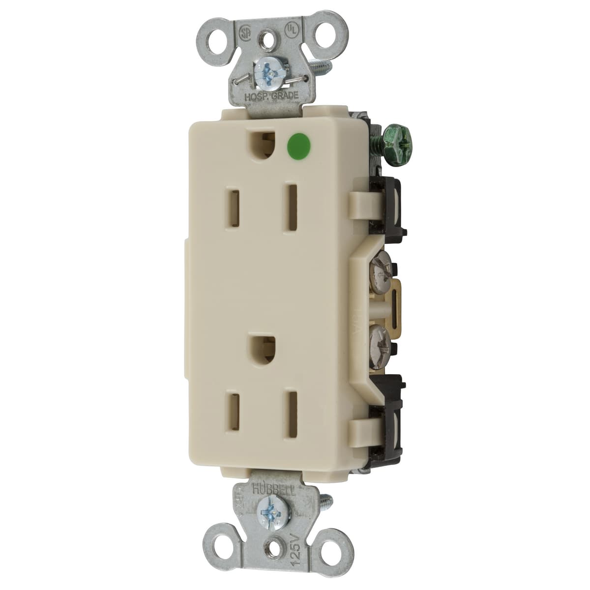 Hubbell 2172IV Straight Blade Devices, Decorator Duplex Receptacle, Hospital Grade, Hubbell-Pro, 15A 125V, 2-Pole 3-Wire Grounding, 5-15R, Ivory.  ; LED Enclosed and Gasketed ; Long life 60,000 hour LEDs at L80 for reduced lumen maintenance ; Four LED color choices and  Hubbell 2172IV Straight Blade Devices, Decorator Duplex Receptacle, Hospital Grade, Hubbell-Pro, 15A 125V, 2-Pole 3-Wire Grounding, 5-15R, Ivory.  ; LED Enclosed and Gasketed ; Long life 60,000 hour LEDs at L80 for reduced lumen maintenance ; Four LED color choices and