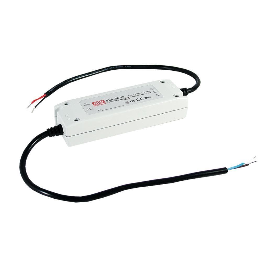 MEAN WELL ELN-30-48P AC-DC Single output LED driver Constant Current (CC); Output 48Vdc at 0.63A; Dimming with PWM; ELN-30-48P is succeeded by HLG-40H-48B. MEAN WELL ELN-30-48P AC-DC Single output LED driver Constant Current (CC); Output 48Vdc at 0.63A; Dimming with PWM; ELN-30-48P is succeeded by HLG-40H-48B.