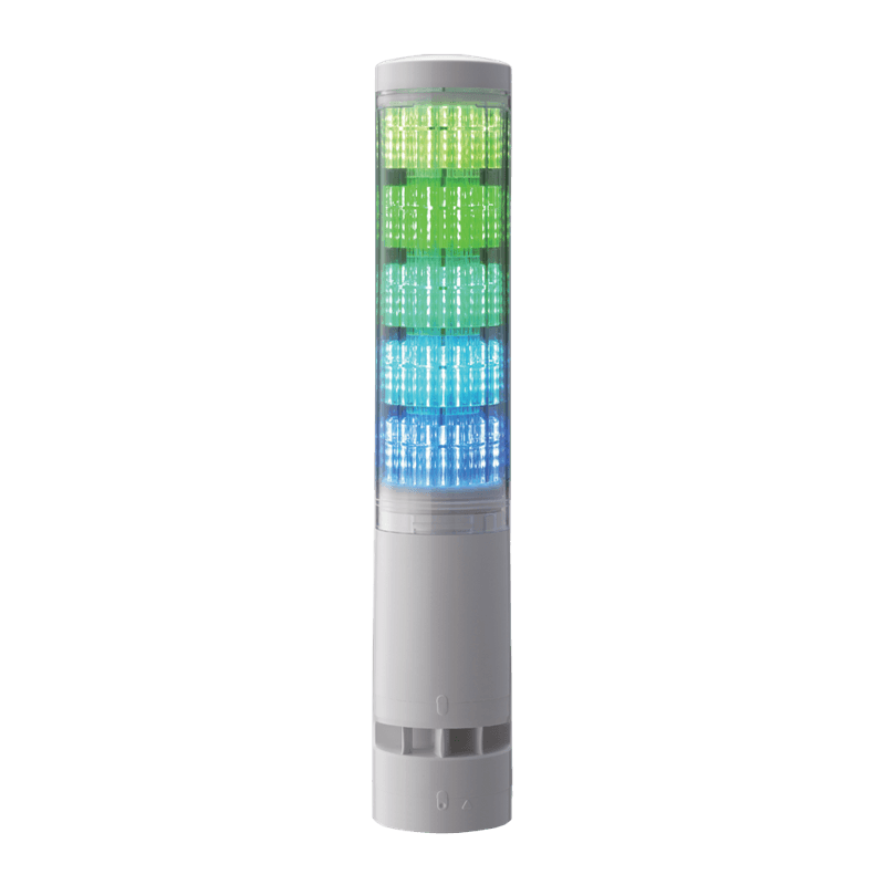 Patlite LA6-5DTNWB-RYGBC Multi Color LED Signal Tower with Flash & Buzzer, Direct Mount, Off-white, Terminal block Patlite LA6-5DTNWB-RYGBC Multi Color LED Signal Tower with Flash & Buzzer, Direct Mount, Off-white, Terminal block