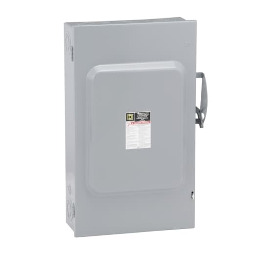 Schneider Electric D224N Schneider Electric D224N is a switch-disconnector with a main function as a General Duty Single Throw Safety Switch (Fused). It features a net width of 438 mm, operates via a toggle mode, and is equipped with lugs type terminals. This part falls under the sub-range of Safety switches (General Duty) and is designed to handle a rated current of 200 A with 2 Pole(s). The D224N has a net depth of 483 mm and a net height of 737 mm, supporting a rated voltage (AC) - Phase-to-phase of 240 V. Its short circuit breaking rating can reach up to 100kA maximum, depending on the use of fuse types H, K, or R kA. Schneider Electric D224N Schneider Electric D224N is a switch-disconnector with a main function as a General Duty Single Throw Safety Switch (Fused). It features a net width of 438 mm, operates via a toggle mode, and is equipped with lugs type terminals. This part falls under the sub-range of Safety switches (General Duty) and is designed to handle a rated current of 200 A with 2 Pole(s). The D224N has a net depth of 483 mm and a net height of 737 mm, supporting a rated voltage (AC) - Phase-to-phase of 240 V. Its short circuit breaking rating can reach up to 100kA maximum, depending on the use of fuse types H, K, or R kA.