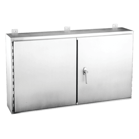 Hoffman A304810WFSSLP Wallmount, 2 Door, 3 Point Latch, Type 12, 30x48x10, SS 304 Hoffman A304810WFSSLP Wallmount, 2 Door, 3 Point Latch, Type 12, 30x48x10, SS 304