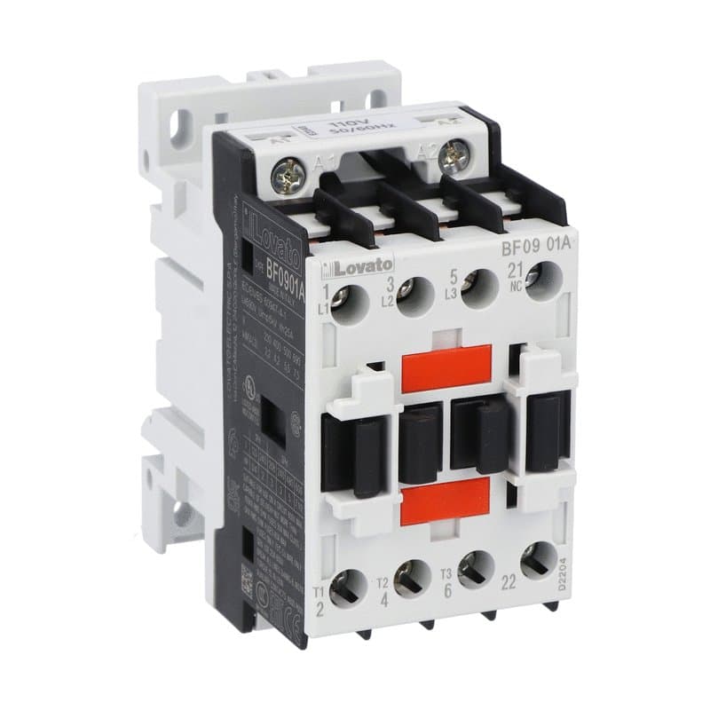 Lovato Electric BF0901A024 BF0901A024 Lovato - Three-pole contactor, IEC operating current Ie (AC3) = 9A, AC coil 50/60Hz, 24VAC, 1NC auxiliary contact Lovato Electric BF0901A024 BF0901A024 Lovato - Three-pole contactor, IEC operating current Ie (AC3) = 9A, AC coil 50/60Hz, 24VAC, 1NC auxiliary contact