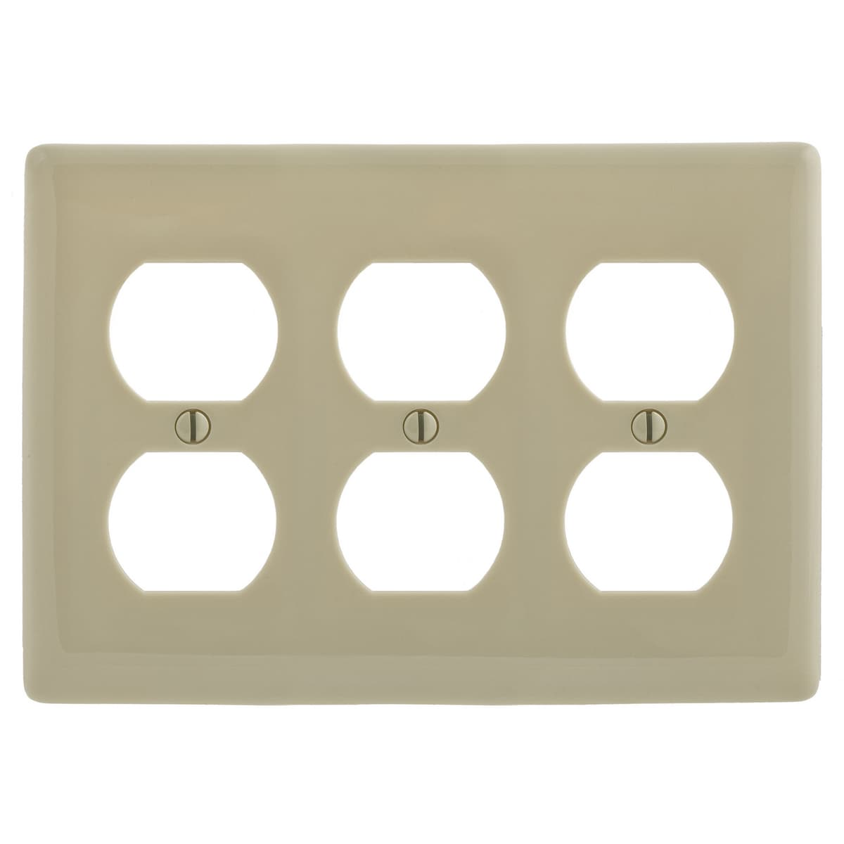 Hubbell NP83I Wallplates and Box Covers, Wallplate, Nylon, 3-Gang, 3) Duplex, Ivory  ; Reinforcement ribs for extra strength ; High-impact, self-extinguishing nylon material ; Captive screw feature holds mounting screw in place ; Standard Size is 1/8" larger to give yo Hubbell NP83I Wallplates and Box Covers, Wallplate, Nylon, 3-Gang, 3) Duplex, Ivory  ; Reinforcement ribs for extra strength ; High-impact, self-extinguishing nylon material ; Captive screw feature holds mounting screw in place ; Standard Size is 1/8" larger to give yo