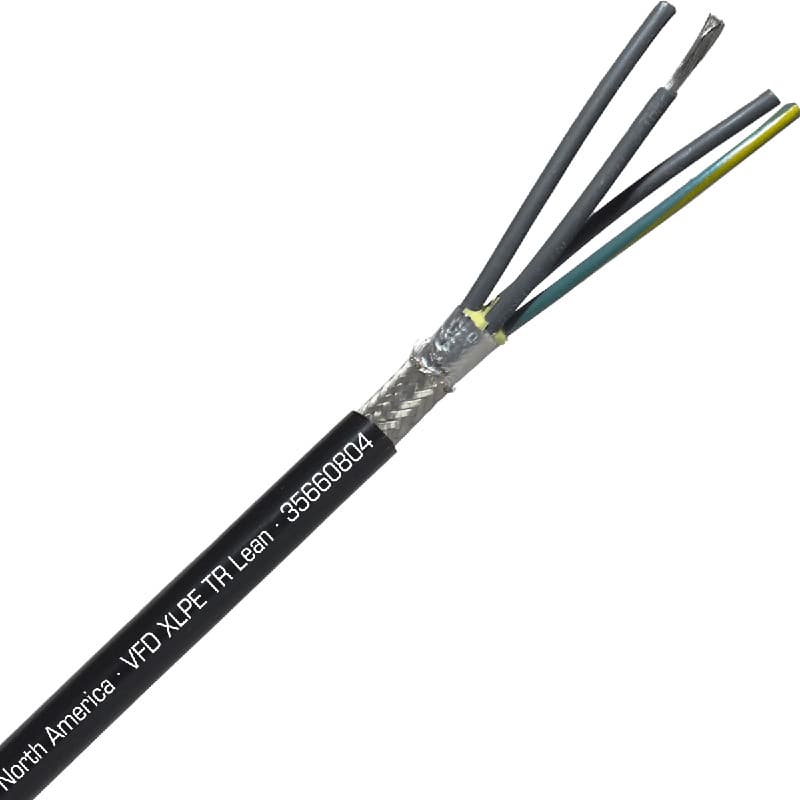 SAB 35660804 VFD XLPE TR Lean - 8 AWG/4c, oil resistant XLPE insulated VFD cable, foil and braid shield, UL, CSA, CE, RoHS SAB 35660804 VFD XLPE TR Lean - 8 AWG/4c, oil resistant XLPE insulated VFD cable, foil and braid shield, UL, CSA, CE, RoHS