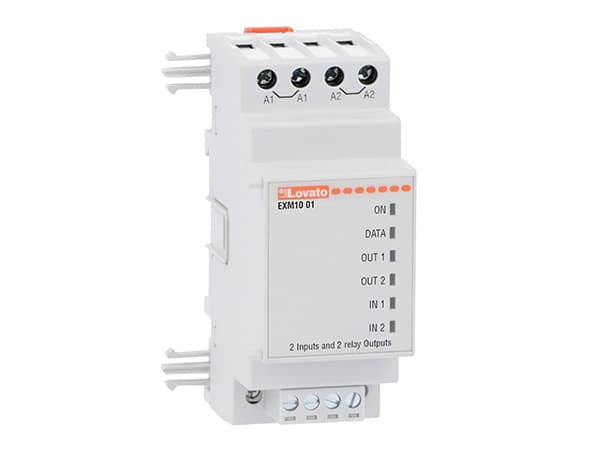 Lovato Electric EXM1001 EXM1001 Lovato - Expansion module EXM series for modular products, 2 digital inputs, opto-isolated and 2 relay outputs, rated 5A 250VAC Lovato Electric EXM1001 EXM1001 Lovato - Expansion module EXM series for modular products, 2 digital inputs, opto-isolated and 2 relay outputs, rated 5A 250VAC
