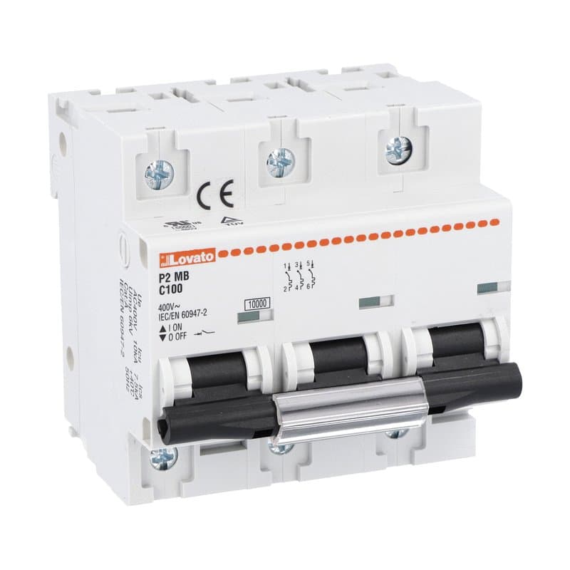 Lovato Electric P2MB3PC100 P2MB3PC100 Lovato - Miniature circuit breaker, 1P, 2P, 3P and 4P - 10kA, characteristic C, 100A Lovato Electric P2MB3PC100 P2MB3PC100 Lovato - Miniature circuit breaker, 1P, 2P, 3P and 4P - 10kA, characteristic C, 100A
