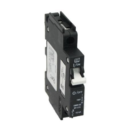 CBI Electric QY-1-13-DM-OP-10 Circuit Breaker, 1 Pole, 10 Amp, 80 VDC, Instantaneous, UL489A CBI Electric QY-1-13-DM-OP-10 Circuit Breaker, 1 Pole, 10 Amp, 80 VDC, Instantaneous, UL489A