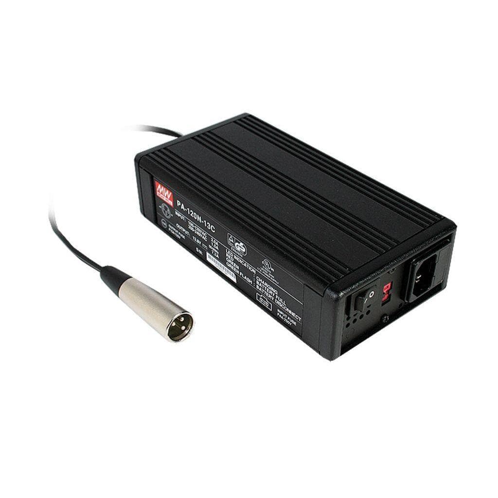 MEAN WELL PA-120P-54C AC-DC Desktop power supply or battery charger with PFC; Input 3 pin IEC320-C14 input socket; Output 55.2VDC at 2.2A with 3 pin XLR plug; With case; PA-120P-54C is succeeded by PA-120N-54C. MEAN WELL PA-120P-54C AC-DC Desktop power supply or battery charger with PFC; Input 3 pin IEC320-C14 input socket; Output 55.2VDC at 2.2A with 3 pin XLR plug; With case; PA-120P-54C is succeeded by PA-120N-54C.
