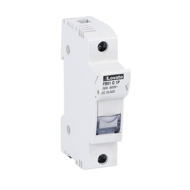 Lovato Electric FB01G1P FB01G1P Lovato - Fuse holder UL certified for class CC fuses for north american market, for 10X38mm fuses. 30A rated current at 690VAC, 1P. Without status indicator. 1 module Lovato Electric FB01G1P FB01G1P Lovato - Fuse holder UL certified for class CC fuses for north american market, for 10X38mm fuses. 30A rated current at 690VAC, 1P. Without status indicator. 1 module