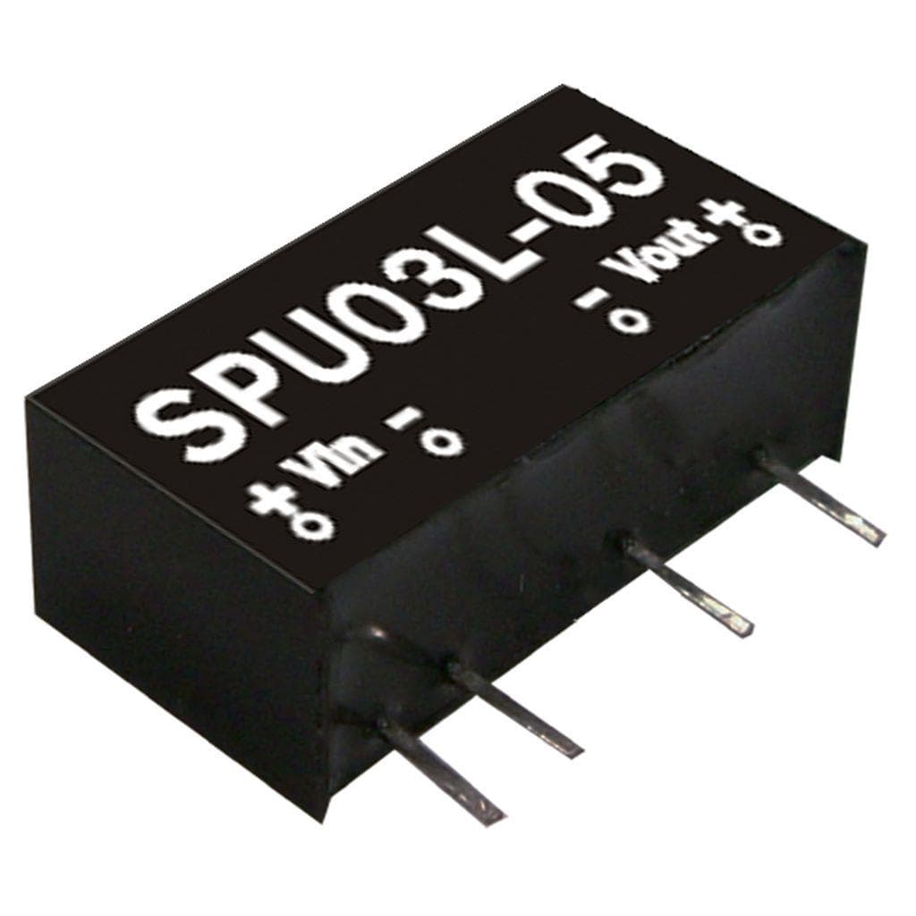 MEAN WELL SPU03N-15 DC-DC Converter PCB mount; Input 24Vdc +-10%; Output 15Vdc at 0.2A; SIP through hole package; 3000Vdc I/O isolation MEAN WELL SPU03N-15 DC-DC Converter PCB mount; Input 24Vdc +-10%; Output 15Vdc at 0.2A; SIP through hole package; 3000Vdc I/O isolation