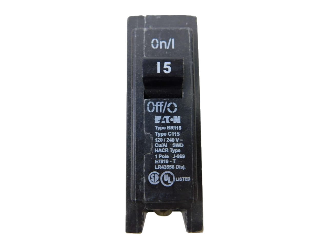 Eaton BR115 BR115 Eaton - Eaton BR Thermal magnetic circuit breaker, Type BR 1-Inch plug-on circuit breaker, 15 A, 10 kAIC, Single-pole, 120/240V, BR, #14-4 AWG Cu/Al, BR, Type BR Loadcenters Eaton BR115 BR115 Eaton - Eaton BR Thermal magnetic circuit breaker, Type BR 1-Inch plug-on circuit breaker, 15 A, 10 kAIC, Single-pole, 120/240V, BR, #14-4 AWG Cu/Al, BR, Type BR Loadcenters