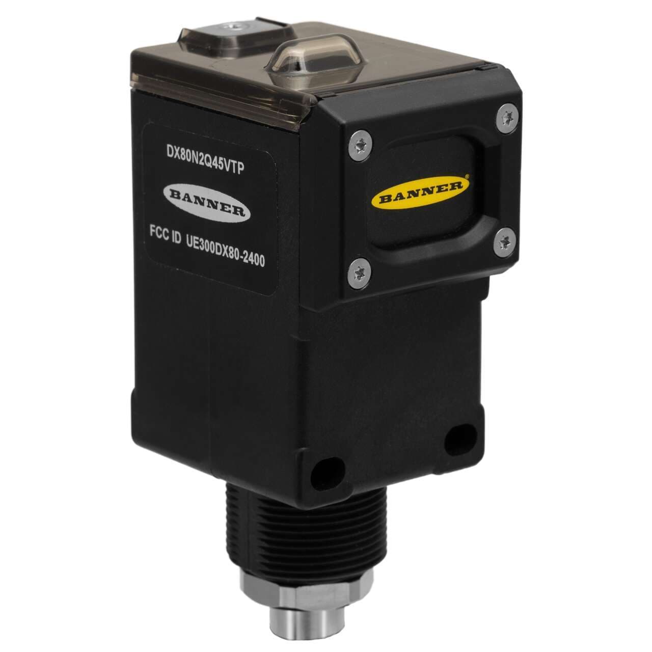 Banner DX80N9Q45VTP Wireless Q45 Vibration and Temperature Node; With 1-Wire Serial Interface 900 MHz 1 W; Pre-Configured Dip Switch Settings for VT1; Vibration and Temperature Sensor Sold Separately Banner DX80N9Q45VTP Wireless Q45 Vibration and Temperature Node; With 1-Wire Serial Interface 900 MHz 1 W; Pre-Configured Dip Switch Settings for VT1; Vibration and Temperature Sensor Sold Separately