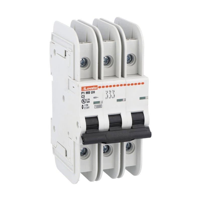 Lovato Electric P1MBUH3PC25 P1MBUH3PC25 Lovato - Miniature circuit breaker, 3P - 10kA. 3 modules, characteristic C, 25A Lovato Electric P1MBUH3PC25 P1MBUH3PC25 Lovato - Miniature circuit breaker, 3P - 10kA. 3 modules, characteristic C, 25A