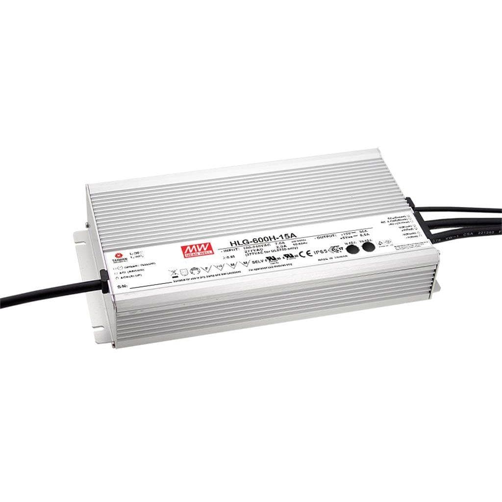 MEAN WELL HLG-600H-30A AC-DC Single output LED driver Mix mode (CV+CC) with built-in PFC; Output 30Vdc at 20A; IP65; Cable output; CC/CV adjust with Potentiometer MEAN WELL HLG-600H-30A AC-DC Single output LED driver Mix mode (CV+CC) with built-in PFC; Output 30Vdc at 20A; IP65; Cable output; CC/CV adjust with Potentiometer
