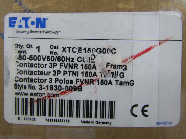 XTCE150G00C Part Image. Manufactured by Eaton.