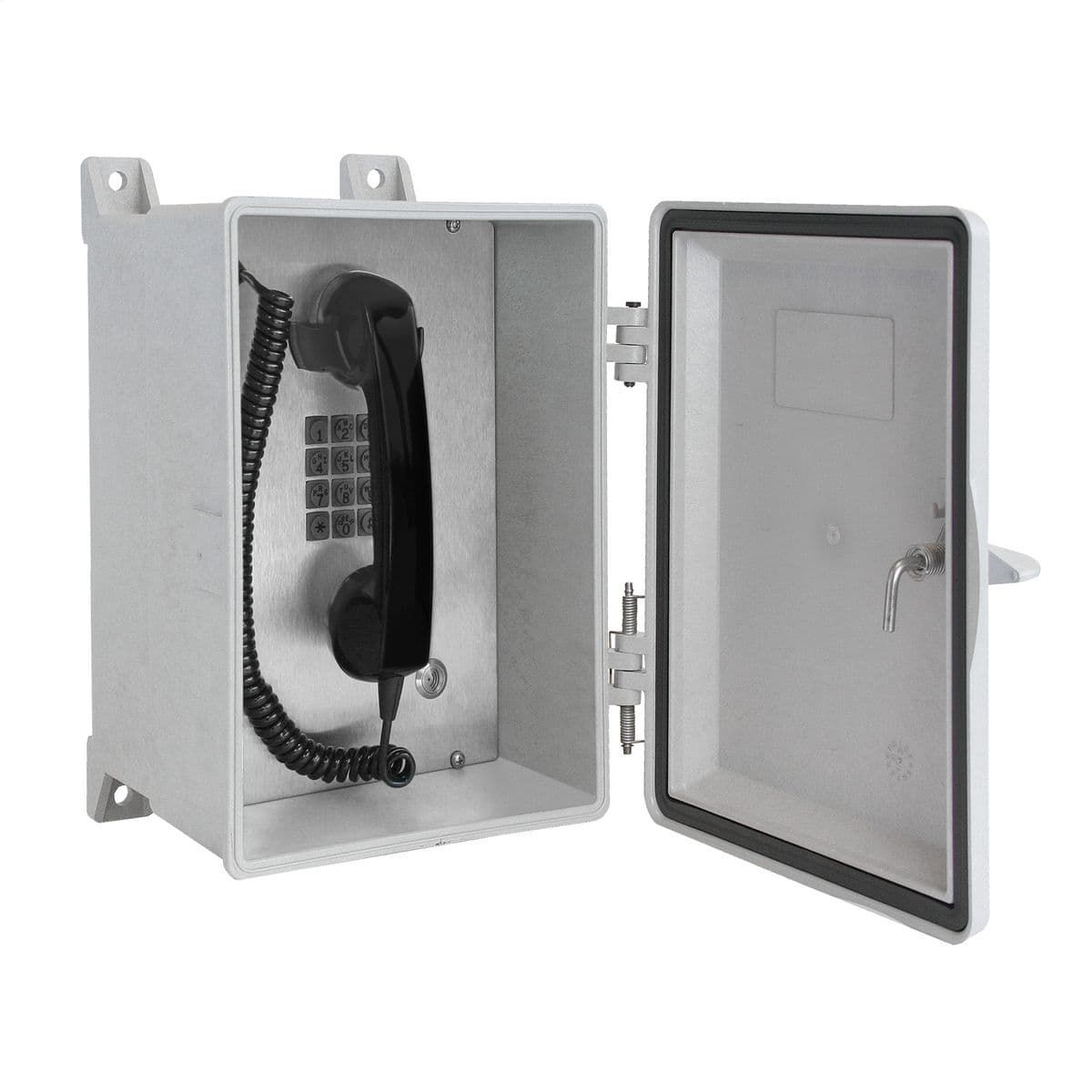 Hubbell 354-001H1SK Model 354-001 Series NEMA 4X Telephones are designed for use in extreme weather conditions where temperature and moisture are a concern. They are ideal for use in areas that require a direct water spray (hose-down) for cleaning purposes or where a non-cor Hubbell 354-001H1SK Model 354-001 Series NEMA 4X Telephones are designed for use in extreme weather conditions where temperature and moisture are a concern. They are ideal for use in areas that require a direct water spray (hose-down) for cleaning purposes or where a non-cor
