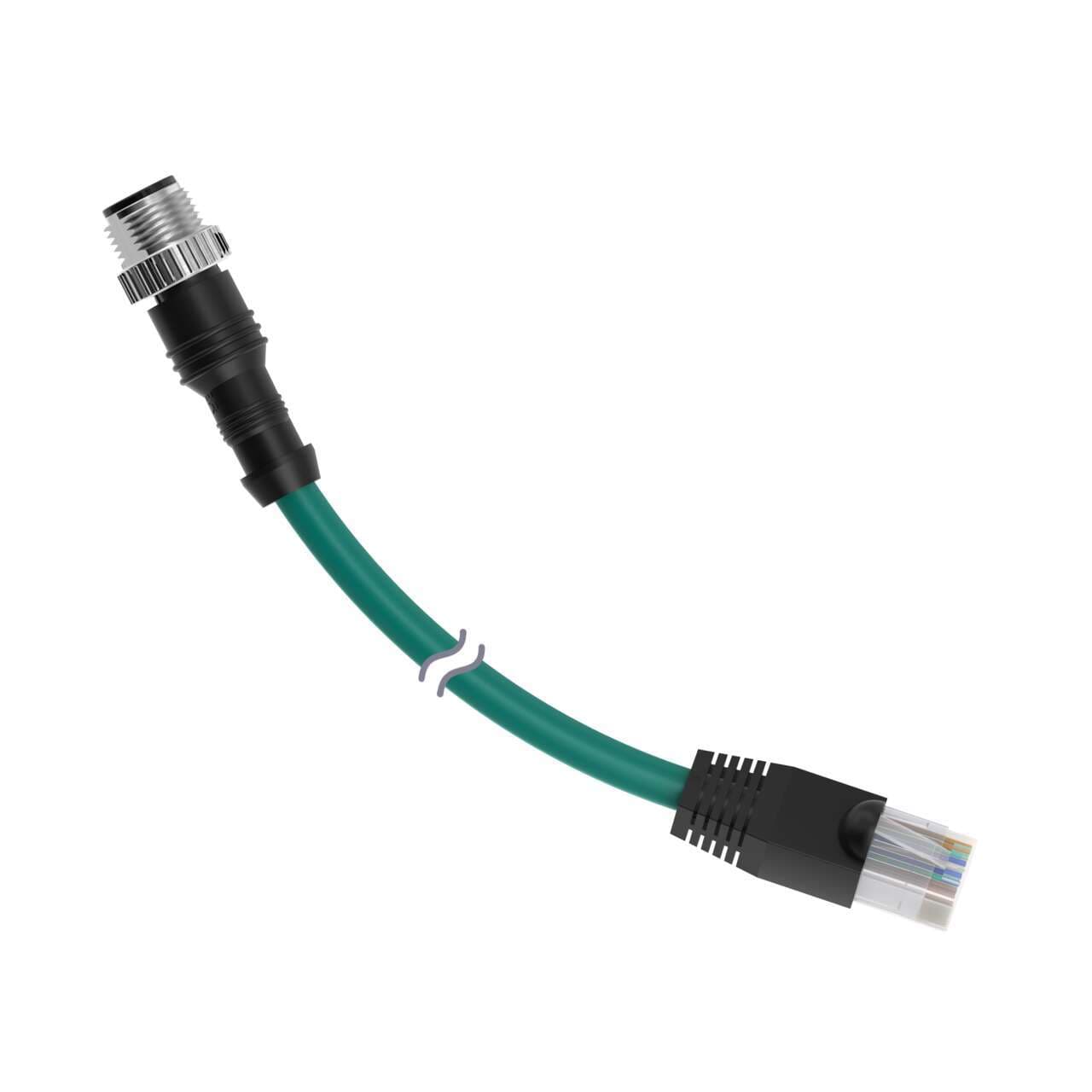 Banner STP-M12D-415 Cordset: Double Ended M12 to RJ45; 4-pin Straight Male D Code; 8-pin Straight Male; 4.57 m 8x24 Shielded Teal PUR Jacket; Nickel-Plated Brass Coupling Nuts Banner STP-M12D-415 Cordset: Double Ended M12 to RJ45; 4-pin Straight Male D Code; 8-pin Straight Male; 4.57 m 8x24 Shielded Teal PUR Jacket; Nickel-Plated Brass Coupling Nuts