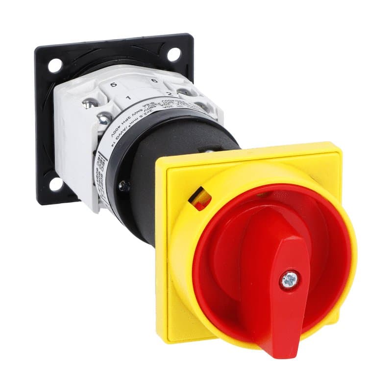 Lovato Electric GF2010O88 GF2010O88 Lovato - Rotary cam switch GF series, ON-OFF switch 3 poles 20A, for rear mounting with red/yellow handle padlockable in 0, door coupling and protection covers, front plate 48X48mm Lovato Electric GF2010O88 GF2010O88 Lovato - Rotary cam switch GF series, ON-OFF switch 3 poles 20A, for rear mounting with red/yellow handle padlockable in 0, door coupling and protection covers, front plate 48X48mm