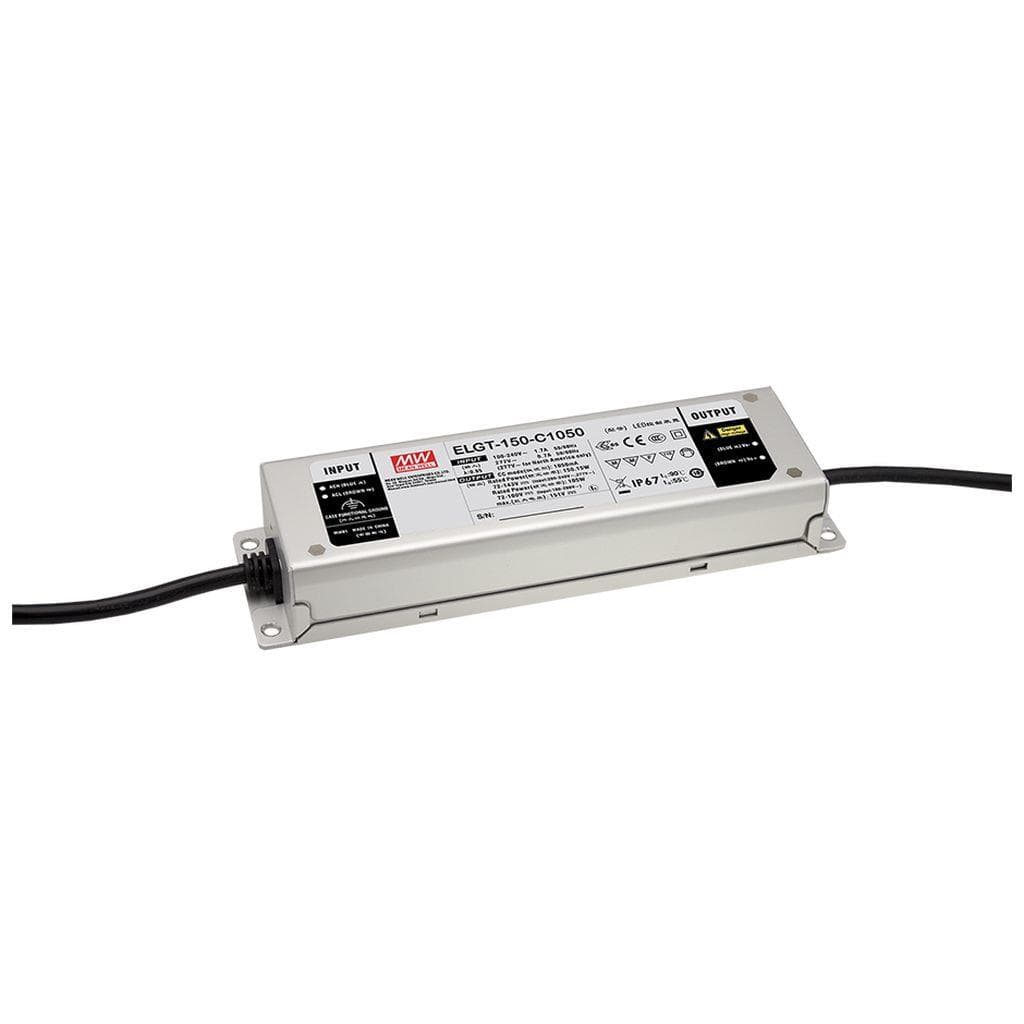 MEAN WELL ELGT-150-C1050DA AC-DC ClassII Single output LED Driver (CC) with PFC; Output 142Vdc at 1.05A; Dimming with DALI; IP67 MEAN WELL ELGT-150-C1050DA AC-DC ClassII Single output LED Driver (CC) with PFC; Output 142Vdc at 1.05A; Dimming with DALI; IP67