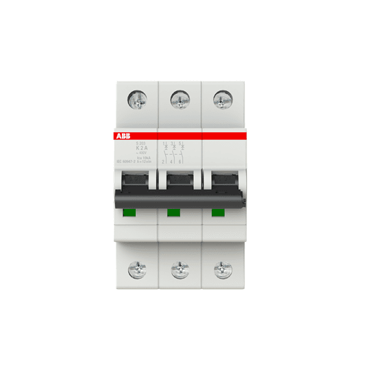 ABB Control S203-K2 S203-K2 ABB Control - S203-K2 Miniature Circuit Breaker - 3P - K - 2 A ABB Control S203-K2 S203-K2 ABB Control - S203-K2 Miniature Circuit Breaker - 3P - K - 2 A