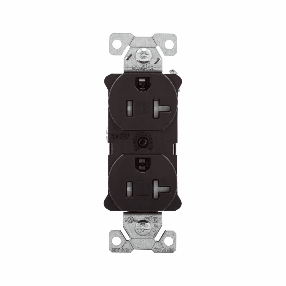 Eaton TR5362B TR5362B Eaton - Eaton Arrow Hart heavy-duty industrial specification grade duplex receptacle,#14-10 AWG,20A,Industrial,Flush,125V,Back and side,Brown,Brass,Impact-resistant thermoplastic face,PVC body,5-20R,Duplex,Screw,Thermoplastic,Core pack Eaton TR5362B TR5362B Eaton - Eaton Arrow Hart heavy-duty industrial specification grade duplex receptacle,#14-10 AWG,20A,Industrial,Flush,125V,Back and side,Brown,Brass,Impact-resistant thermoplastic face,PVC body,5-20R,Duplex,Screw,Thermoplastic,Core pack