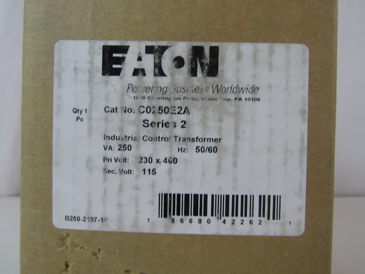 Eaton C0250E2A C0250E2A Eaton - Eaton type MTE, industrial control transformer, pv: 240 x 480v, 230 x 460v, 220 x 440v, taps: none, sv: 120/115/110v, 55°c, 250 va Eaton C0250E2A C0250E2A Eaton - Eaton type MTE, industrial control transformer, pv: 240 x 480v, 230 x 460v, 220 x 440v, taps: none, sv: 120/115/110v, 55°c, 250 va
