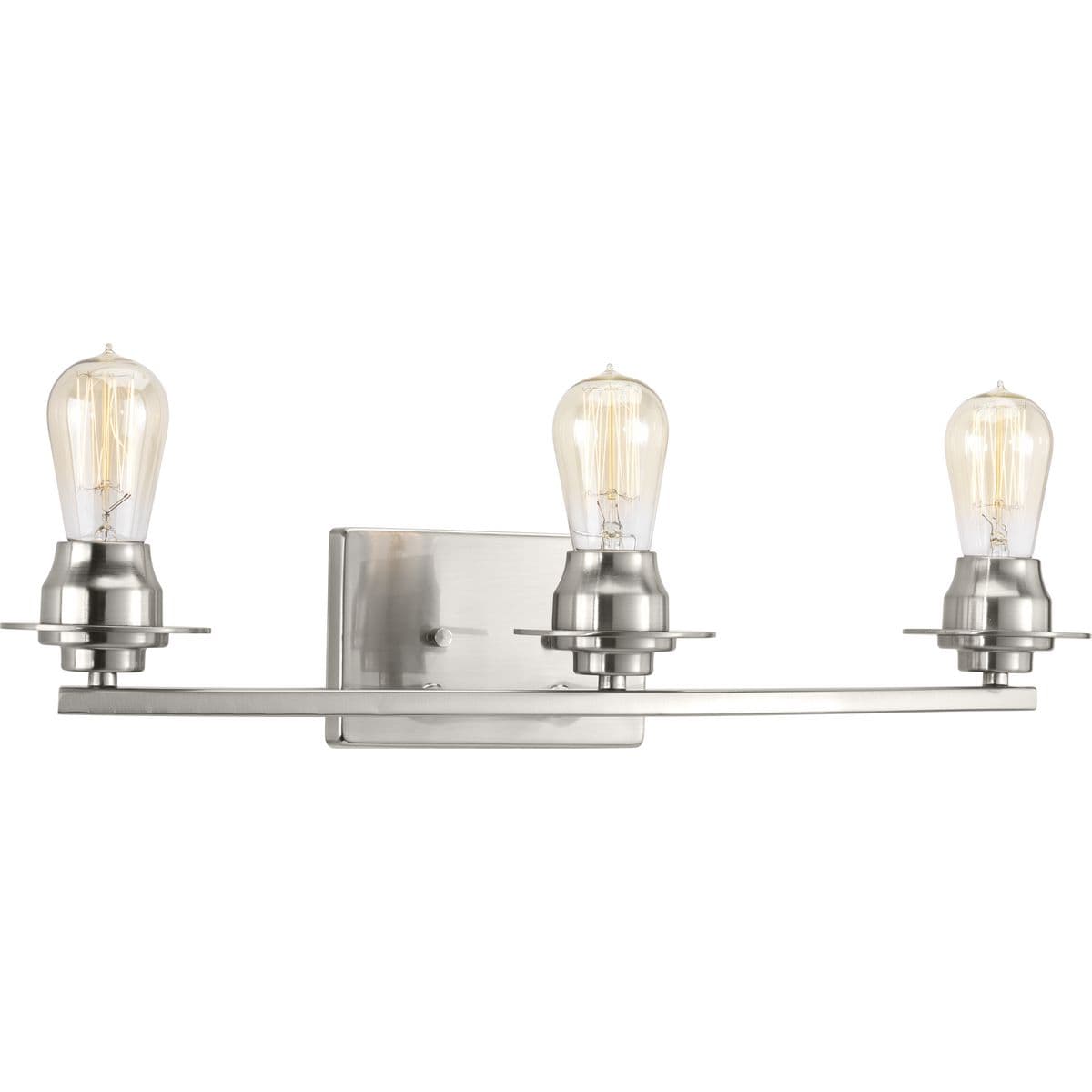Hubbell P300010-009 A new category of vintage modern fixtures takes center stage with this three-light bath & vanity fixture from one of our Design Series collections. Delicate details in a Brushed Nickel finish, create statement making focal pieces for a variety of interior Hubbell P300010-009 A new category of vintage modern fixtures takes center stage with this three-light bath & vanity fixture from one of our Design Series collections. Delicate details in a Brushed Nickel finish, create statement making focal pieces for a variety of interior