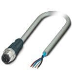 Phoenix Contact 1096015 Sensor/actuator cable, 4-position, PVC, gray, shielded, Plug straight M12, coding: A, on free cable end, cable length: 5 m, Foil shielding plus drain wire Phoenix Contact 1096015 Sensor/actuator cable, 4-position, PVC, gray, shielded, Plug straight M12, coding: A, on free cable end, cable length: 5 m, Foil shielding plus drain wire