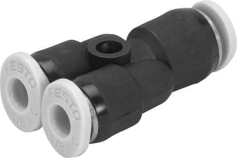 Festo 573074 push-in Y-connector QBMY-1/4T-5/32-U Size: Mini, Nominal size: 0,118 ", Assembly position: Any, Design structure: Push/pull principle, Operating pressure complete temperature range: -13,8 - 145 Psi Festo 573074 push-in Y-connector QBMY-1/4T-5/32-U Size: Mini, Nominal size: 0,118 ", Assembly position: Any, Design structure: Push/pull principle, Operating pressure complete temperature range: -13,8 - 145 Psi