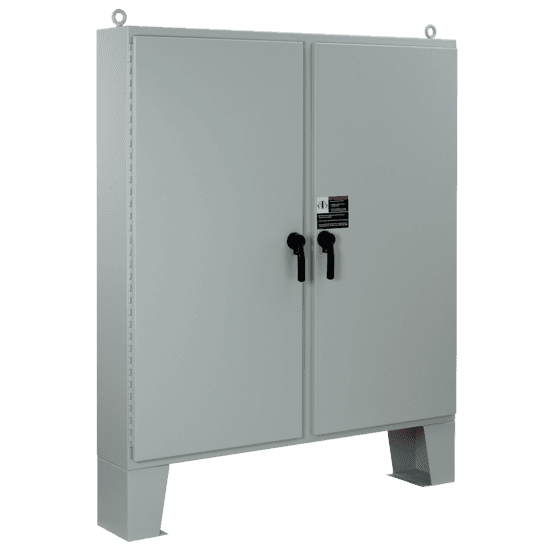 Hoffman A74H7218LP3PT Two-Door with Floor Stands and 3pt latch, Type 4, 74.06x72.06x18.06, Gray, Steel Hoffman A74H7218LP3PT Two-Door with Floor Stands and 3pt latch, Type 4, 74.06x72.06x18.06, Gray, Steel