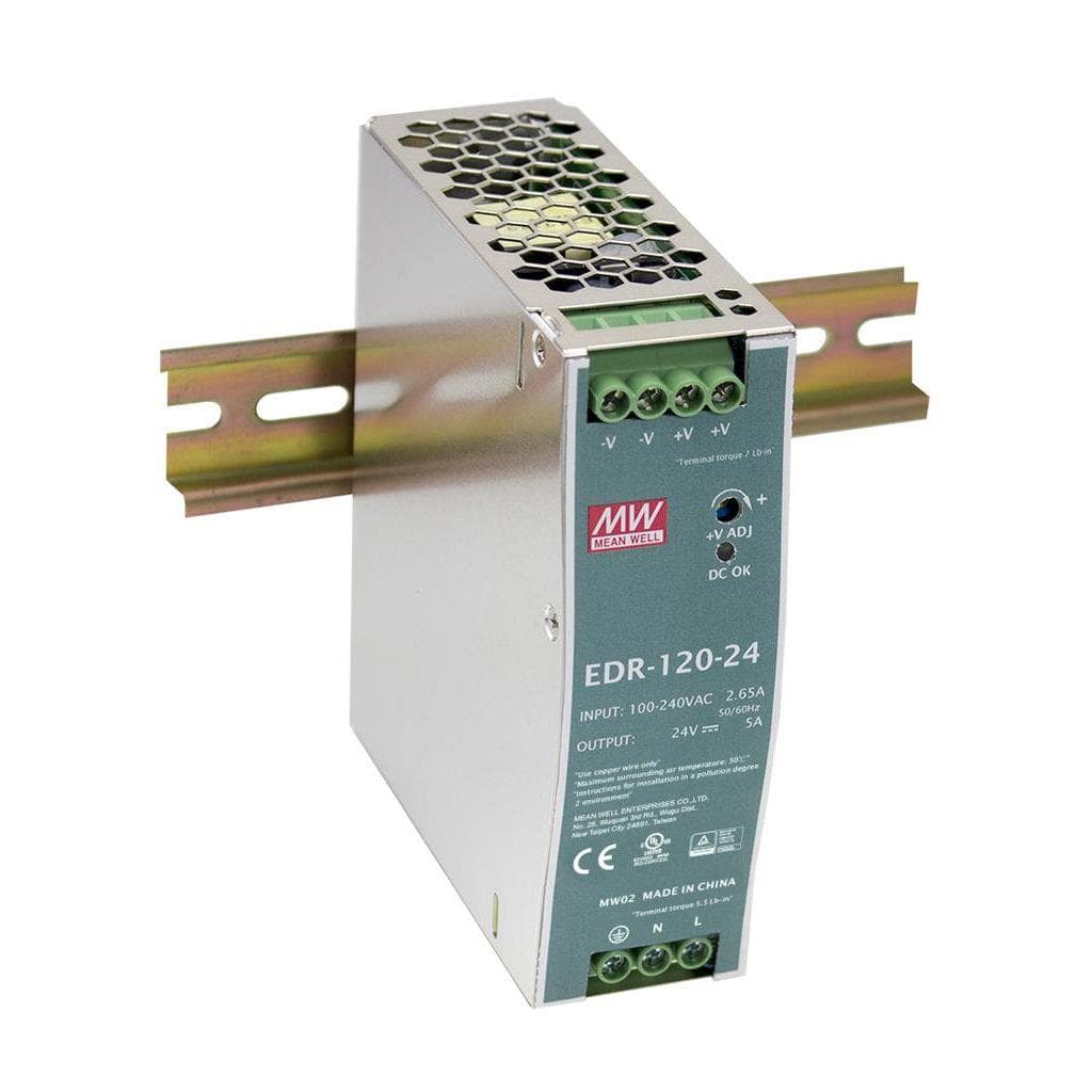 MEAN WELL EDR-120-12 AC-DC Industrial DIN rail power supply; Output 12V at 10A; metal case MEAN WELL EDR-120-12 AC-DC Industrial DIN rail power supply; Output 12V at 10A; metal case