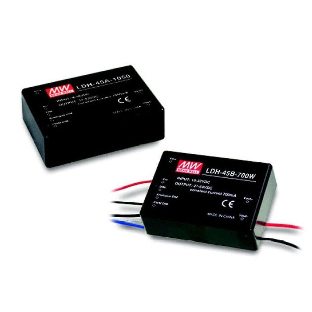 MEAN WELL LDH-45B-350W DC-DC Step up LED driver Constant Current (CC); Input 18-32Vdc; Output 0.35A at 12-86Vdc; Wired input-output; PWM + analog dimming; Remote ON/OFF MEAN WELL LDH-45B-350W DC-DC Step up LED driver Constant Current (CC); Input 18-32Vdc; Output 0.35A at 12-86Vdc; Wired input-output; PWM + analog dimming; Remote ON/OFF