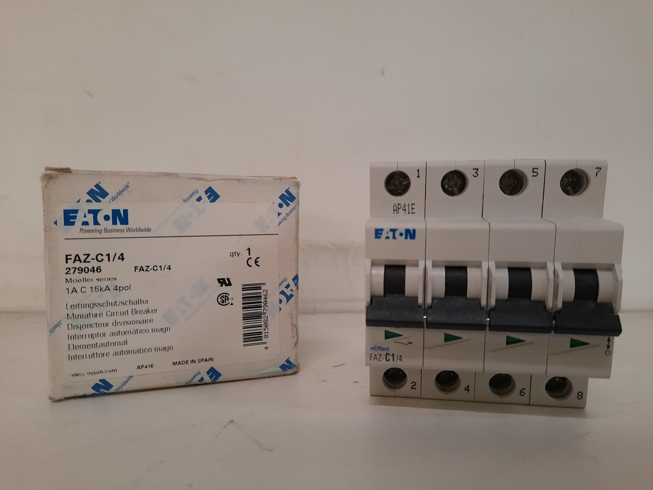 Eaton FAZ-C1/4 Eaton FAZ supplementary protector,UL 1077 Industrial miniature circuit breaker - supplementary protector,Medium levels of inrush current are expected,1 A,15 kAIC,Four-pole,5-10X /n,50-60 Hz,Standard terminals,C Curve Eaton FAZ-C1/4 Eaton FAZ supplementary protector,UL 1077 Industrial miniature circuit breaker - supplementary protector,Medium levels of inrush current are expected,1 A,15 kAIC,Four-pole,5-10X /n,50-60 Hz,Standard terminals,C Curve