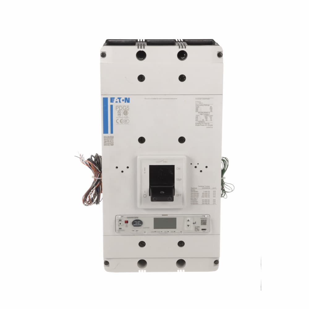 Eaton PDF53M1200P2YN Eaton Power Defense molded case circuit breaker, Globally Rated 100% UL, Frame 5, Three Pole, 1200A, 65kA/480V, PXR25 LSI w/ Modbus RTU, CAM Link, ZSI and Relays, No Terminals Eaton PDF53M1200P2YN Eaton Power Defense molded case circuit breaker, Globally Rated 100% UL, Frame 5, Three Pole, 1200A, 65kA/480V, PXR25 LSI w/ Modbus RTU, CAM Link, ZSI and Relays, No Terminals