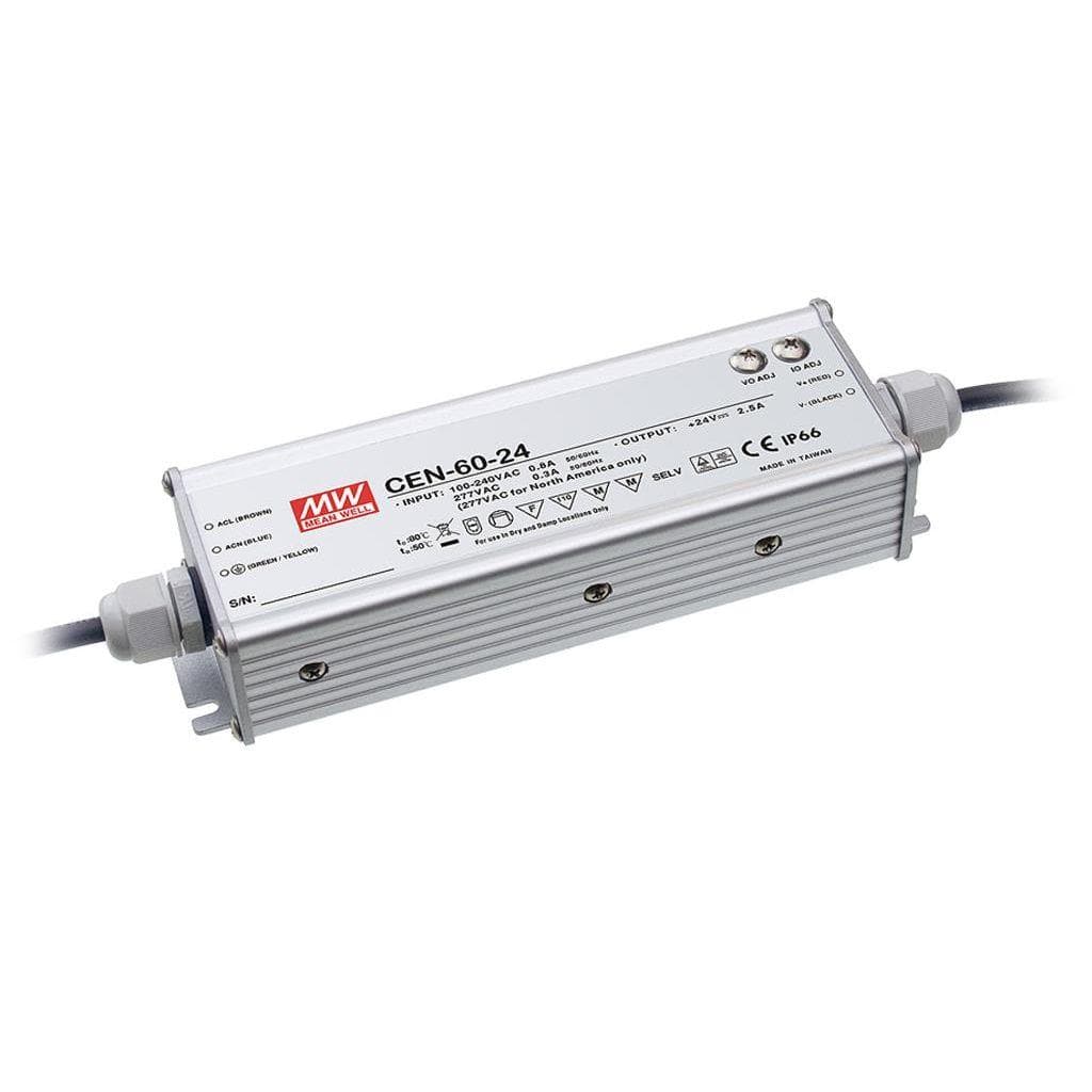 MEAN WELL CEN-60-20 AC-DC Single output LED driver Constant Current (CC); Output 20Vdc at 3A; CEN-60-20 is succeeded by HLG-60H-20. MEAN WELL CEN-60-20 AC-DC Single output LED driver Constant Current (CC); Output 20Vdc at 3A; CEN-60-20 is succeeded by HLG-60H-20.