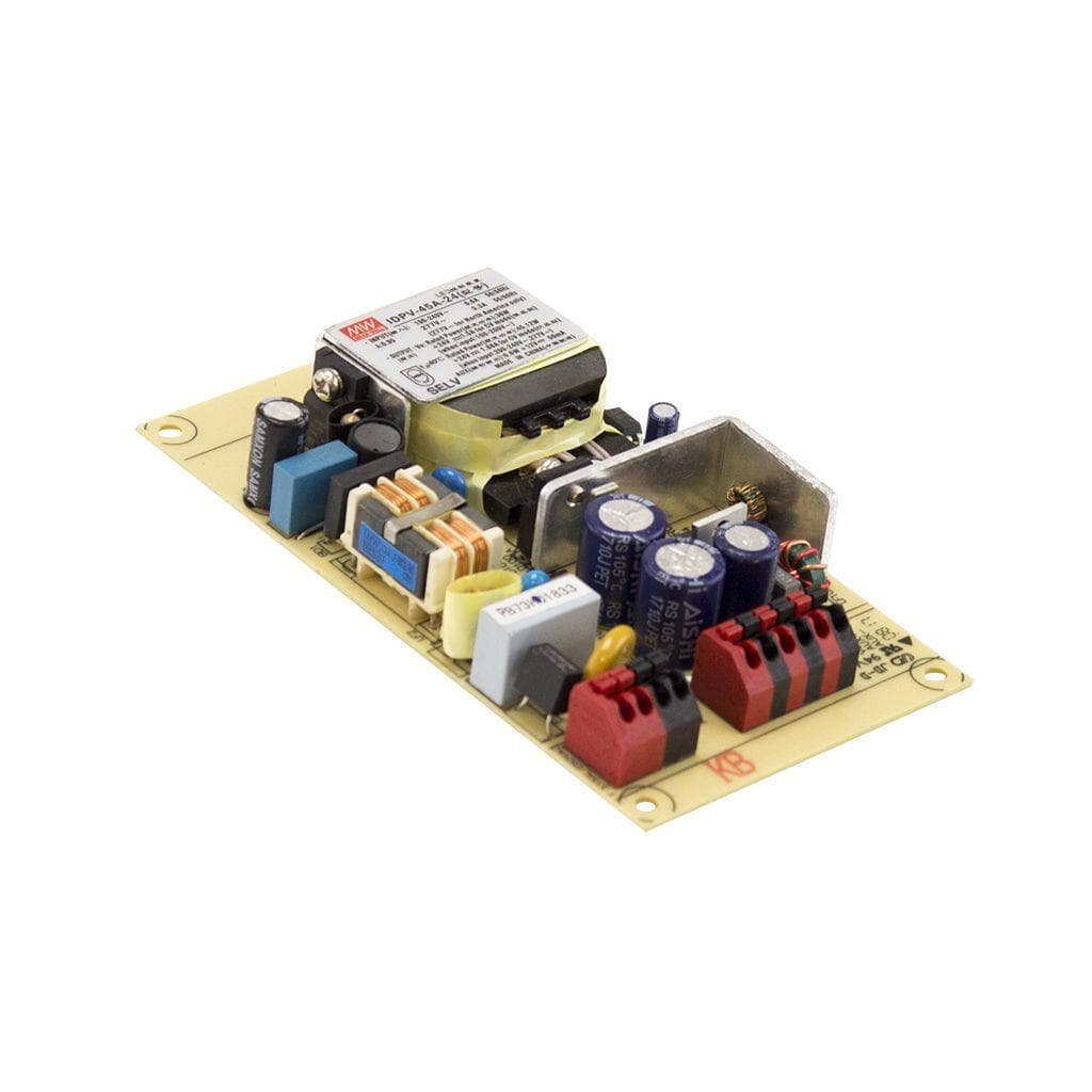 MEAN WELL IDPV-45A-60 AC-DC Constant Voltage LED Driver (CV); PCB open frame type; Input range 90-295VAC; Output 60Vdc at 0.75A; 2 in 1 dimming with 0-10Vdc or PWM signal and Auxiliary output MEAN WELL IDPV-45A-60 AC-DC Constant Voltage LED Driver (CV); PCB open frame type; Input range 90-295VAC; Output 60Vdc at 0.75A; 2 in 1 dimming with 0-10Vdc or PWM signal and Auxiliary output