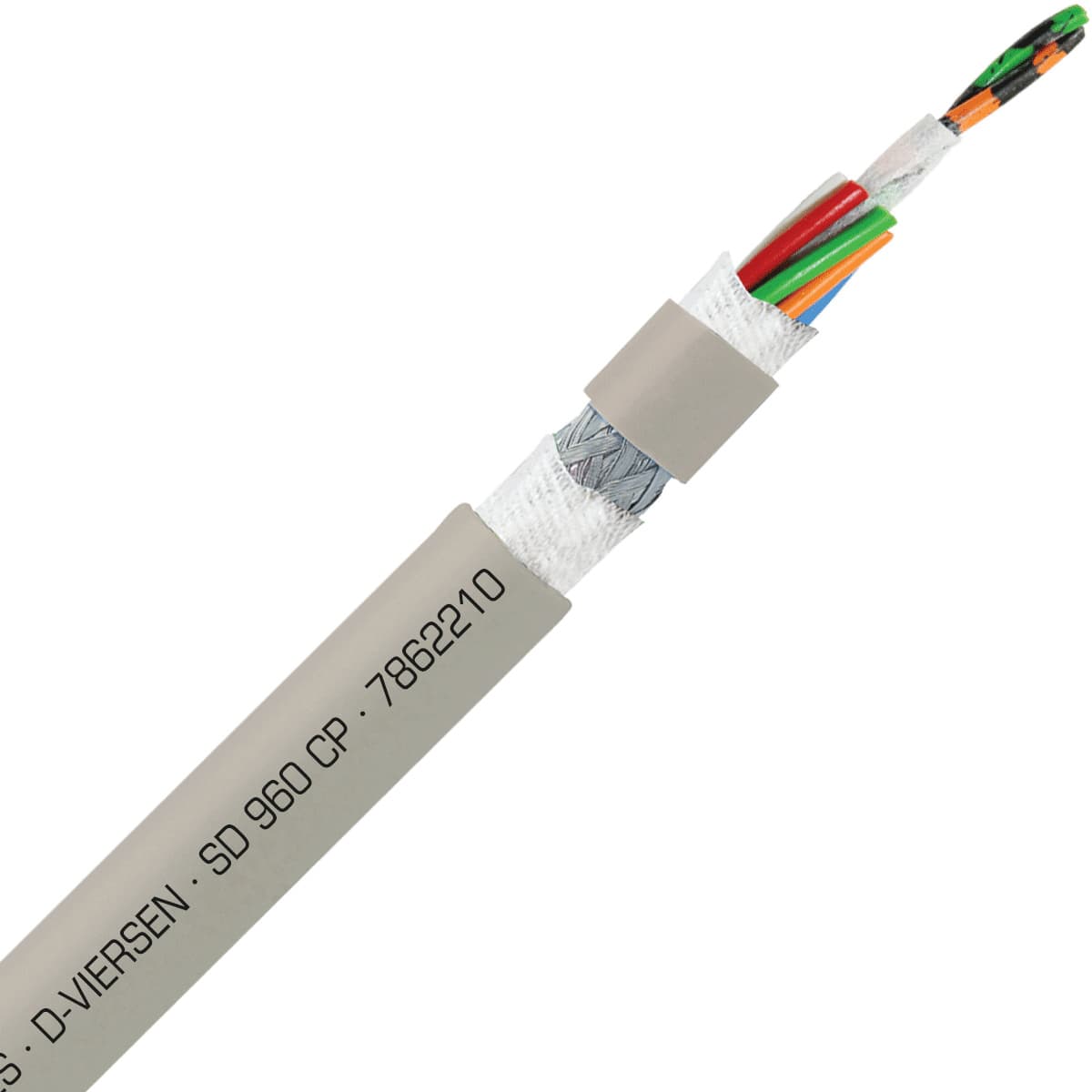 SAB 7862210 SD 960 CP - 22 AWG/10c, shielded oil resistant continuous flex PUR data cable, UL, CSA, CE, RoHS SAB 7862210 SD 960 CP - 22 AWG/10c, shielded oil resistant continuous flex PUR data cable, UL, CSA, CE, RoHS