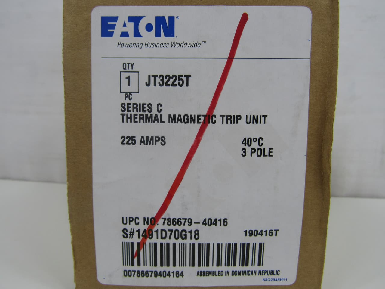 Eaton JT3225T JT3225T Eaton - Eaton molded case circuit breaker accessory trip unit, Trip unit, Trip unit thermal-magnetic, 225 A, Three-pole, Fixed thermal, adjustable magnetic, JT, Frame J-K, Series C Eaton JT3225T JT3225T Eaton - Eaton molded case circuit breaker accessory trip unit, Trip unit, Trip unit thermal-magnetic, 225 A, Three-pole, Fixed thermal, adjustable magnetic, JT, Frame J-K, Series C