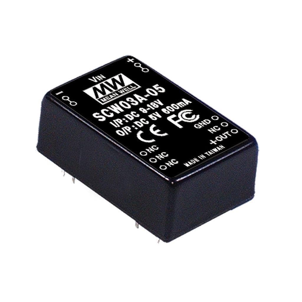 MEAN WELL SCW03A-15 DC-DC Converter PCB mount; Input 9-18Vdc; Output 15Vdc at 0.200A; DIP Through hole package; SCW03A-15 is succeeded by SCWN03A-15. MEAN WELL SCW03A-15 DC-DC Converter PCB mount; Input 9-18Vdc; Output 15Vdc at 0.200A; DIP Through hole package; SCW03A-15 is succeeded by SCWN03A-15.