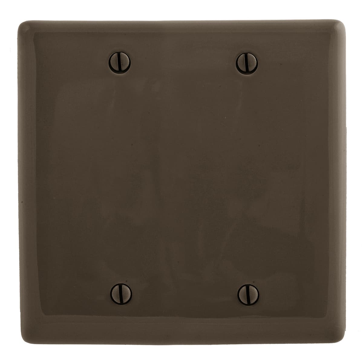 Hubbell NP23 Wallplates and Box Covers, Wallplate, Nylon, 2-Gang, 2) Blank, Box Mount, Brown  ; Reinforcement ribs for extra strength ; High-impact, self-extinguishing nylon material ; Captive screw feature holds mounting screw in place ; Standard Size is 1/8" larger  Hubbell NP23 Wallplates and Box Covers, Wallplate, Nylon, 2-Gang, 2) Blank, Box Mount, Brown  ; Reinforcement ribs for extra strength ; High-impact, self-extinguishing nylon material ; Captive screw feature holds mounting screw in place ; Standard Size is 1/8" larger