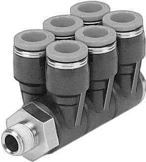 Festo 153241 multiple distributor QSLV6-1/8-4 6-fold, 360° orientable. Size: Standard, Nominal size: 2,3 mm, Type of seal on screw-in stud: coating, Assembly position: Any, Design structure: Push/pull principle Festo 153241 multiple distributor QSLV6-1/8-4 6-fold, 360° orientable. Size: Standard, Nominal size: 2,3 mm, Type of seal on screw-in stud: coating, Assembly position: Any, Design structure: Push/pull principle