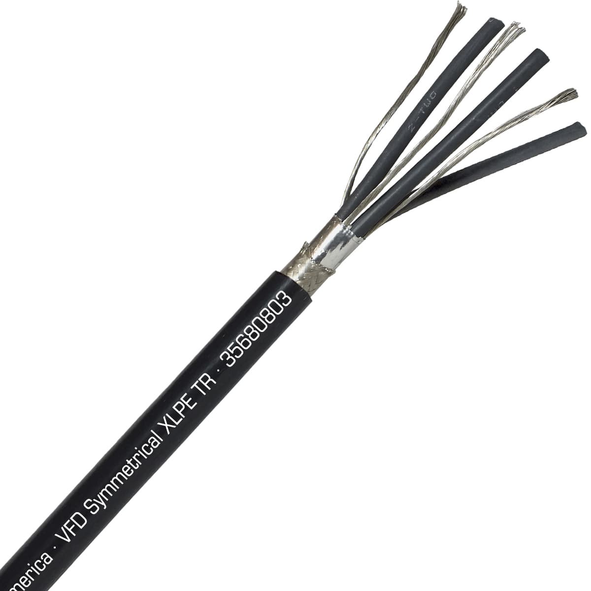 SAB 35680803 VFD Symmetrical XLPE TR - 8 AWG/3c, oil resistant shielded VFD cable with 14/3 ground, UL, CSA, CE, RoHS SAB 35680803 VFD Symmetrical XLPE TR - 8 AWG/3c, oil resistant shielded VFD cable with 14/3 ground, UL, CSA, CE, RoHS